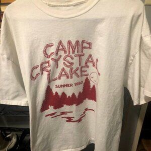 White Dark Red Camp Crystal Lake Summer 1980 Tee Shirt XXL